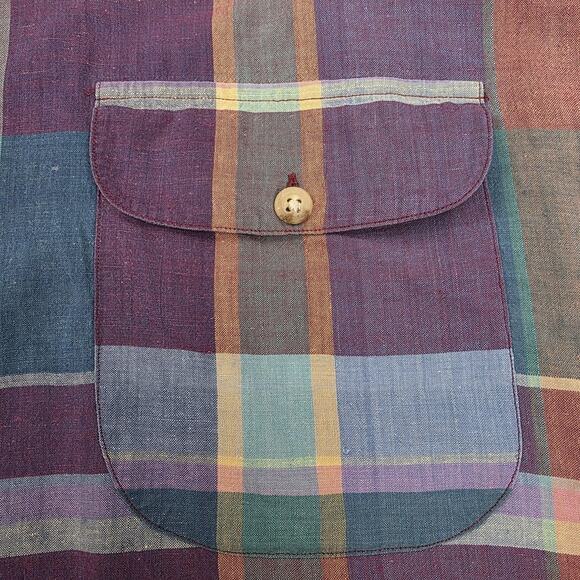 Ralph Lauren Shirt Womens 4 Multi Plaid Madras Long Sleeve Pocket Button Down - Picture 13 of 16